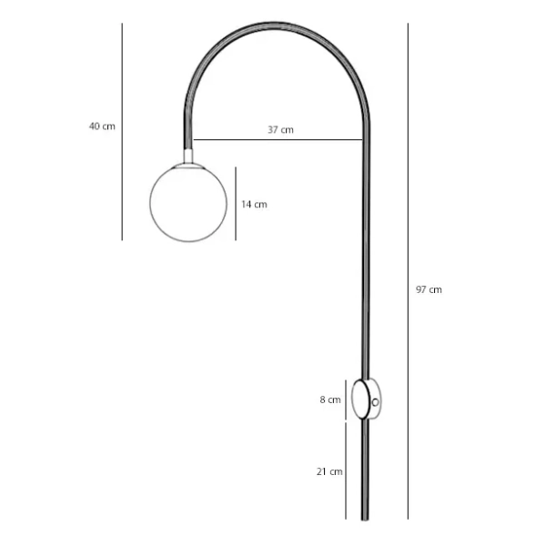 Ścienna lampa skandynawska UNA 1116C15 kula szklana czerwona