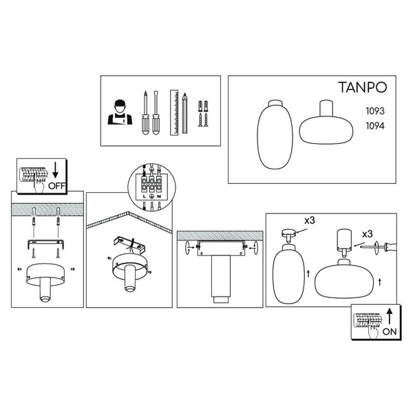Szklany plafon Tanpo 1093 Shilo owalna do gabinetu przezroczysty czarny