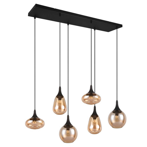 Wielopunktowa lampa zwieszana VESTARI DL613317000 czarna bursztynowa