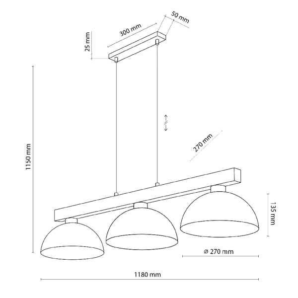 Wisząca lampa nad stół Oslo Sabia 11012 na belce drewnianej beżowy