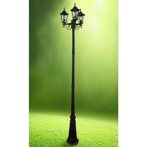 Stojąca LAMPA masztowa LIGURIA 313423 Polux metalowa OPRAWA klasyczna do ogrodu zewnętrzna outdoor IP43 czarna