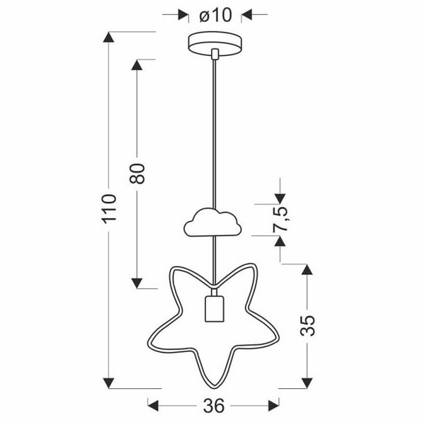 Wisząca lampa dekoracyjna Star gwiazdka czarna biała