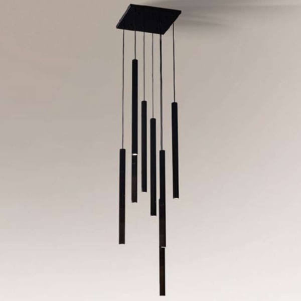 LAMPA wisząca YABU 5530 Shilo metalowa OPRAWA kwadratowy ZWIS sople tuby czarne