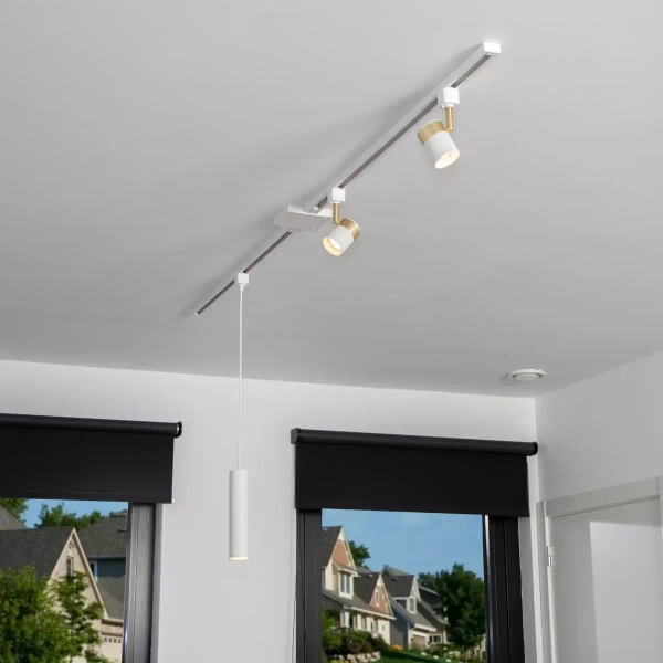 Obrotowy reflektorek na sufit Track 09952/01/31 Lucide tubka biały złoty