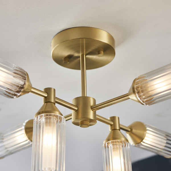 Sufitowa lampa L&-192213 Light& tuby szklane plisowane mosiądz