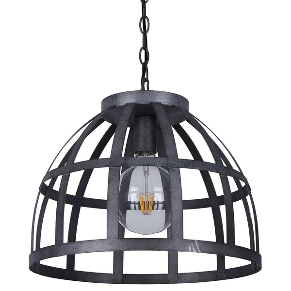 Industrialna LAMPA wisząca CALERA PND-4014-47-1 Italux metalowa OPRAWA klatka ZWIS na łańcuchu retro srebrny