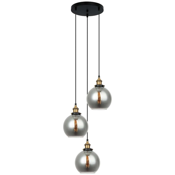 Wisząca LAMPA skandynawska CARDENA MDM-4330/3 GD+SG Italux szklana OPRAWA zwis loftowa kaskada kule balls przydymione