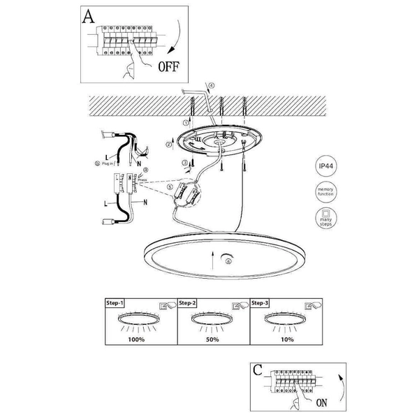 Nowoczesna LAMPA sufitowa SAPANA 41562-24B Globo okrągły plafon LED 24W 3000K do łazienki IP44 czarny
