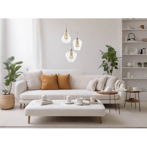 Nowoczesna lampa wisząca Zarza 3-punktowa chrom złota