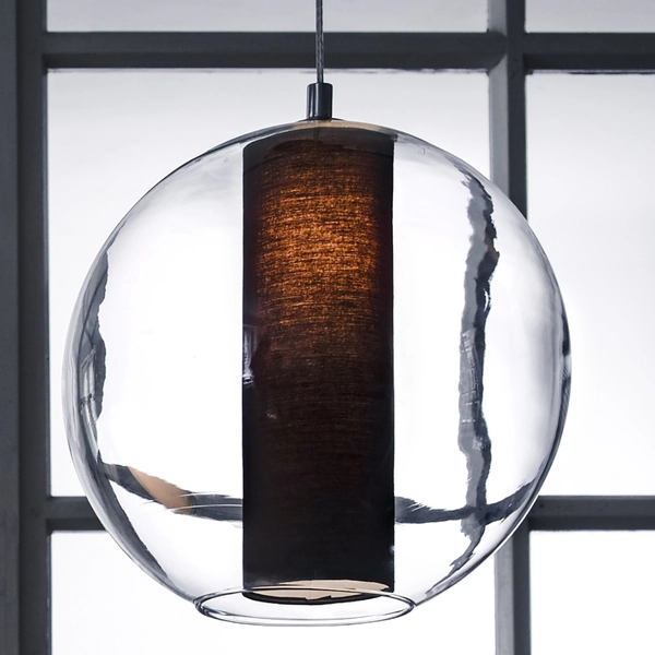 LAMPA wisząca MERIDA M 10385102 Kaspa skandynawska OPRAWA loftowy ZWIS szklana kula ball przezroczysta czarna