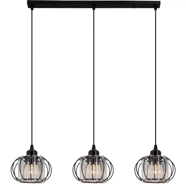 Wisząca lampa pokojowa 8221/3 BL industrial szklana czarna