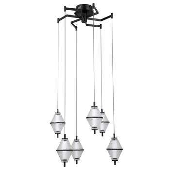 Wisząca lampa Fuente PND-34395-6-BK LED 180W 3000K czarny przezroczysty