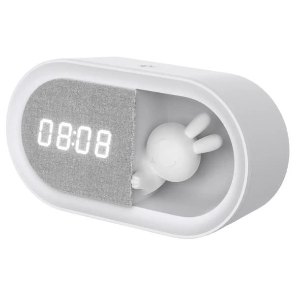 Dziecięca lampka nocna z budzikiem Bunny 328151 LED 1,2W 3000K biała szara