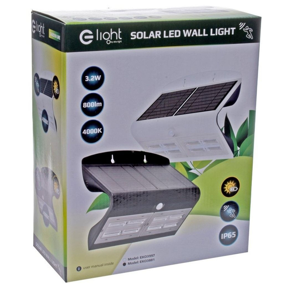 Lampa elewacyjna solarna Butterfly EKO3997 Milagro LED 6,8W IP65 czarna