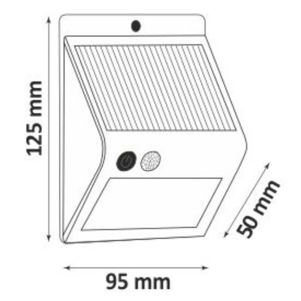 Zewnętrzna LAMPA solarna BOX 307644 Polux elewacyjna LAMPA ścienna LED 2,2W 6400K z czujnikiem zmierzchowo ruchowym IP44 czarny