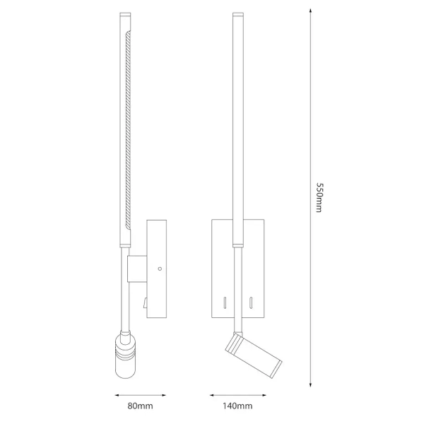 Ledowy regulowany kinkiet Torch ML1566 LED 6W+3W 4000K czarny