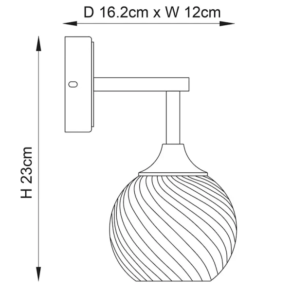 Naścienna szklana lampa Allegra 103173 ryflowana kula mosiądz