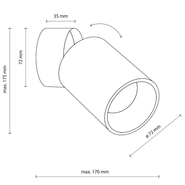 Naścienna lampa do jadalni Top 5373 regulowana tubka punktowa biała