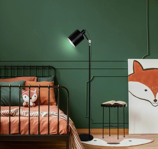 Lampa podłogowa loft Zana z regulacją do czytania czarna