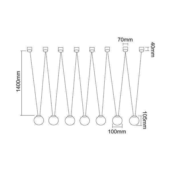 Loftowa LAMPA wisząca Movo VII Orlicki Design loftowa OPRAWA kule ZWIS szklany czarny biały