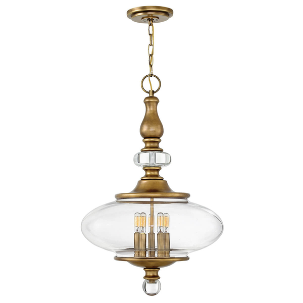 Lampa retro wisząca Wexley HK-WEXLEY-5P-HB Hinkley szklana mosiądz