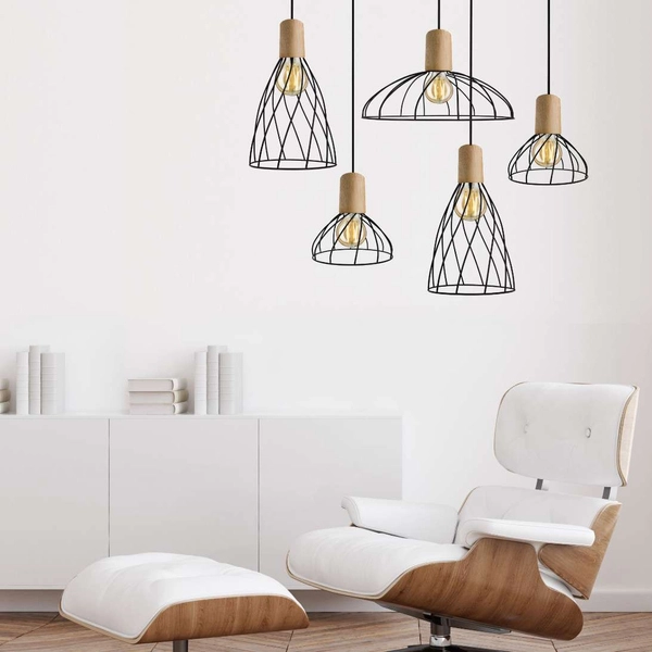 Wisząca LAMPA druciana MODERNO LP-1221/1P B BK E27 Light Prestige skandynawska OPRAWA metalowy ZWIS hygge czarny brązowy