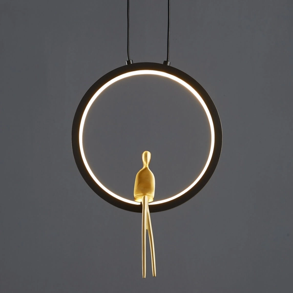 Wisząca lampa okrąg Amici ST-D7774 black LED 7W 3000K designerska czarny złoty