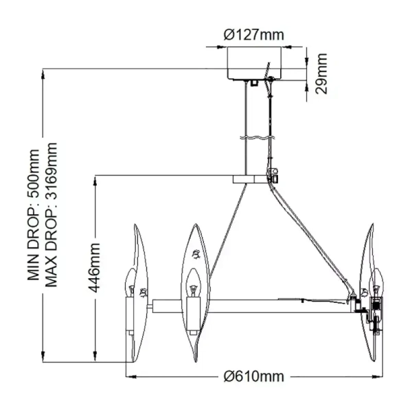 Dekoracyjny żyrandol WILLOW QN-WILLOW6-CBK 6-punktowy czarny złoty