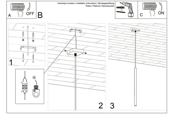 LAMPA wisząca STELLO SL.0465 metalowa OPRAWA zwis sopel tuba biała