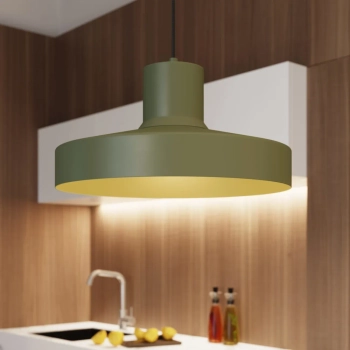 Oliwkowa lampa wisząca BILO SL.1705 owalna 1xE27 nad wyspę