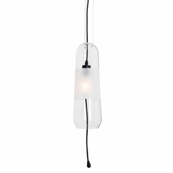 Zwisowa lampa do salonu Mauri P0588 przezroczysta czarna