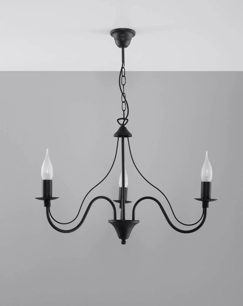 Żyrandol LAMPA wisząca SL.0217 świecznikowa OPRAWA klasyczna ZWIS na łańcuchu maria teresa czarny