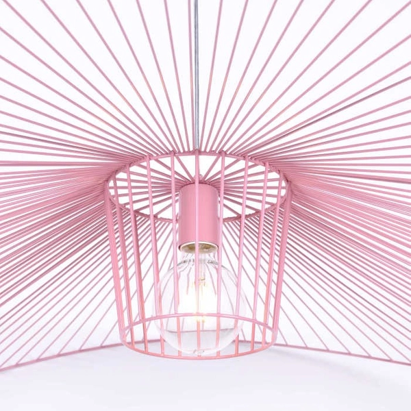 Wisząca LAMPA loft KP-21 RÓŻOWY Kaja druciany ZWIS nad łóżko