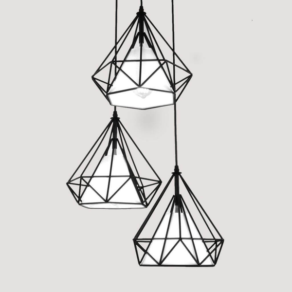 Loftowa lampa wisząca DIAMOND CHNR3-E27 druciana metalowy kaskada czarna