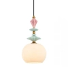 Ceramiczna wisząca lampa 22079 szkło opalowe do przedpokoju mosiądz