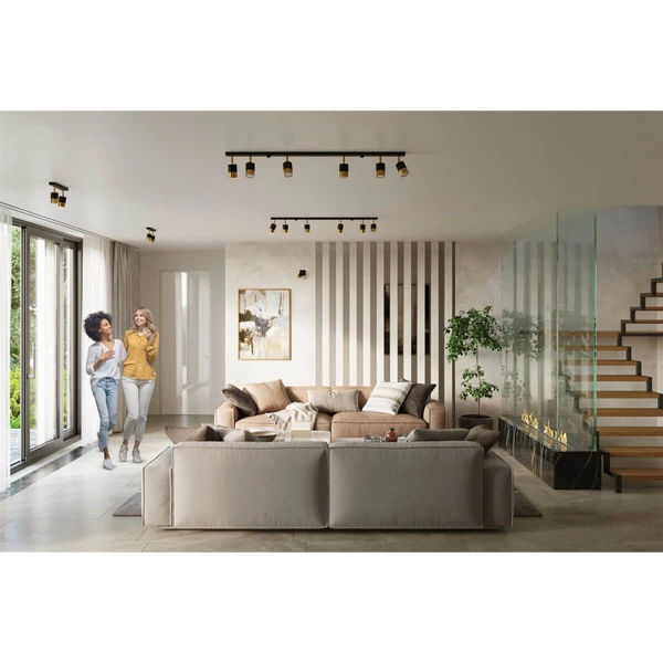 Nowoczesna lampa sufitowa SL.1070 ruchome tuby czarne złote