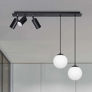 Wisząca lampa sypialniana Albio K-4138 Kaja ze szklany kulami ruchoma czarna