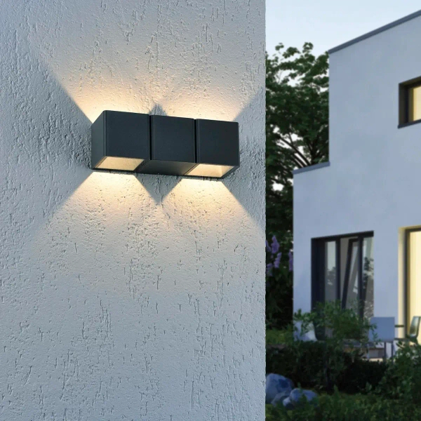 Prostokątna lampa elewacyjna Marcel LED 8W 3000K grafitowa