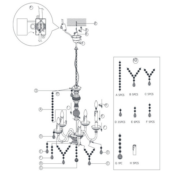 Pałacowy żyrandol Luster R1107-00 świecznikowy crystal przezroczysty