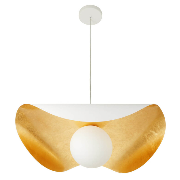 Szklana lampa wisząca ENZO ST-F22020601-D40 white kula biały złoty