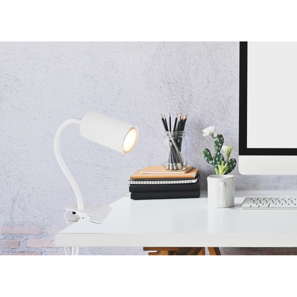 Lampa biurkowa Herti 57911KW regulowana z mocowaniem biała