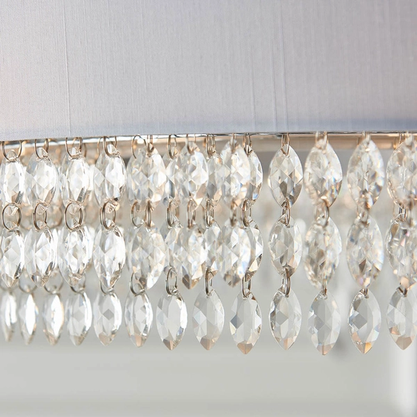 Wisząca lampa glamour Malmesbury 94396 kryształki abażur szary chrom