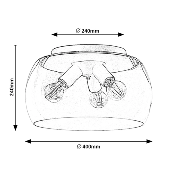 Szklana lampa sufitowa Ursula 3189 Rabalux do jadalni czarna przezroczysta