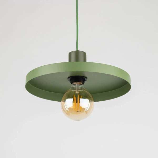 Wisząca lampa do jadalni Sila 10761 dysk zwis zielony