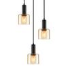 3-płomienna lampa wisząca Santia PND-65342-3A-BK+AMB kaskada hol czarna bursztynowa