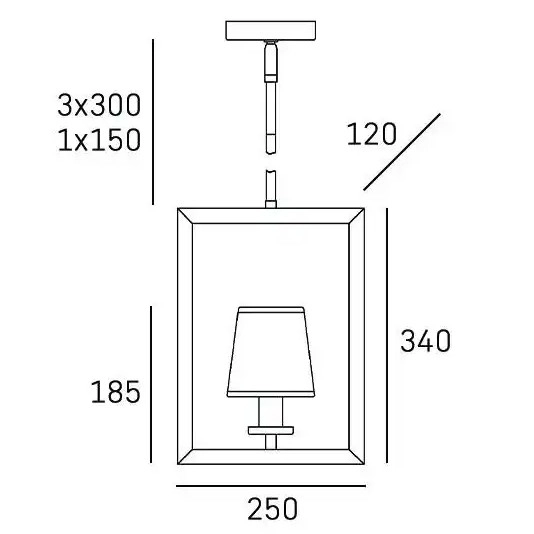 Abażurowa LAMPA wisząca LONDON P01007WH Cosmolight prostokątny ZWIS metalowy chrom
