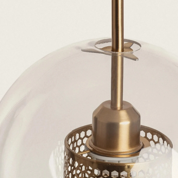 Szklana lampa wisząca Nobile ABR-Z0N-E27 Abruzzo kula złoty przezroczysty