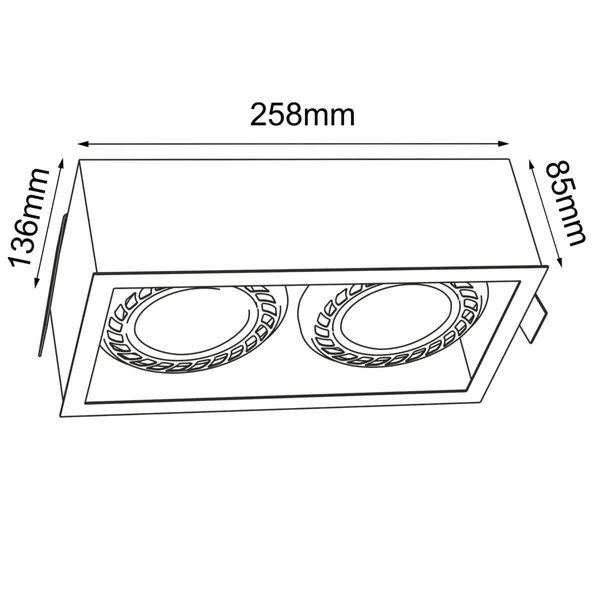 Podwójna lampa sufitowa Cage 3274 BROSline podtynkowa metalowa czarna