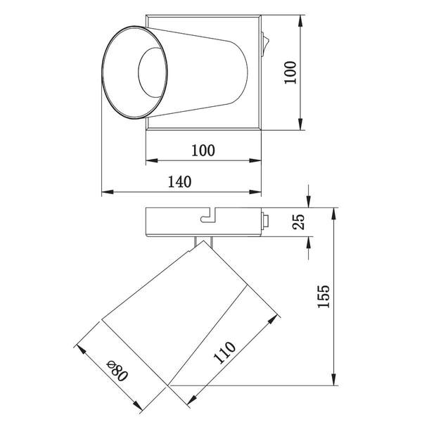 Kinkiet ścienny Sharp 817170132 Trio tuba regulowana z włącznikiem czarna