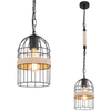 Marynistyczna lampa wisząca HALIA 15677H Globo loftowa klatka czarna brązowa